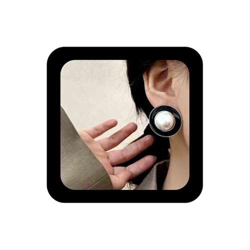 Enautoabs Vintage Perle Schwarz Emaille Ohrringe Große Runde Perle Ohrstecker Ohrringe Perle Aussage Ohrringe Übertrieben Perle Knopf Ohrringe Schmuck Für Frauen von Enautoabs