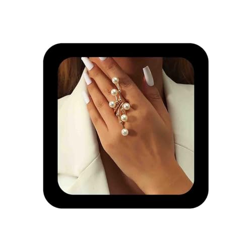 Enautoabs Vintage Perlenring Gold Perle Statement Offener Ring Verstellbarer Perlenfingerring Großer Perlencluster Ring Offene Perle Voller Fingerring Schmuck Für Frauen von Enautoabs