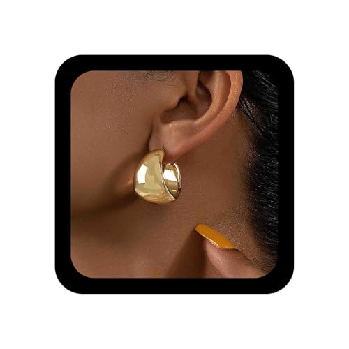 Enautoabs Vintage Runde Reifen Dicken Ohrring Klobig Gold Reif Ohrring Kreis Dick Offen Ohrringe Rund Hohl C-förmigen Ohrringe Schmuck Für Frauen von Enautoabs