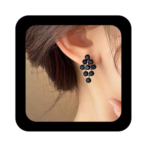 Enautoabs Vintage Schwarz Kristall Baumeln Ohrringe Strass Cluster Tropfen Ohrringe Onyx Kronleuchter Ohrring Schmuck Für Frauen von Enautoabs