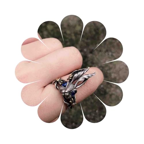 Enautoabs Vintage Silber Hase Ring Niedlichen Tier Kaninchen Offene Ringe Gothic Ostern Einstellbar Fingerring Schmuck Für Frauen von Enautoabs