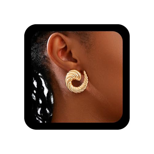 Enautoabs Vintage Swirl Ohrstecker Gold Swirl Offener Reif Ohrring Geometrische Hohle Swirl Reif Ohrringe Vintage Unregelmäßig Strukturierte Ohrringe Schmuck Für Frauen von Enautoabs