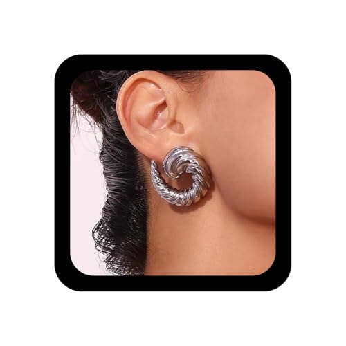 Enautoabs Vintage Swirl Ohrstecker Silber Swirl Offener Reif Ohrring Geometrische Hohle Swirl Reif Ohrringe Vintage Unregelmäßig Strukturierte Ohrringe Schmuck Für Frauen von Enautoabs
