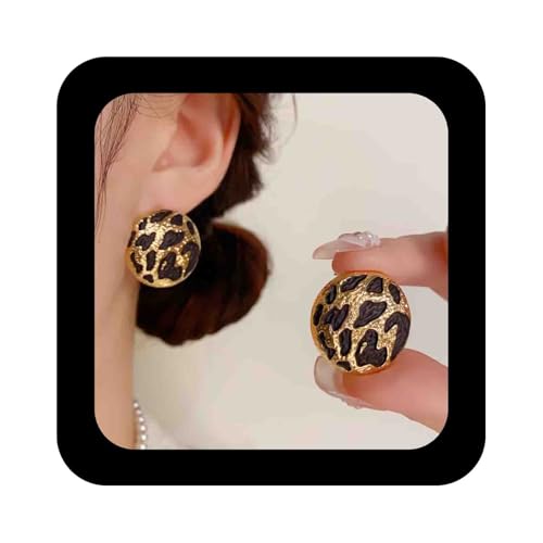 Enautoabs Vintage Tier Rund Leopard Print Knopf Ohrstecker Schmuck Für Frauen von Enautoabs