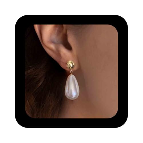 Enautoabs Vintage Vergoldet Perle Ohrringe Für Frauen Große Träne Perle Baumeln Ohrringe Braut Hochzeit Ohrring Schmuck von Enautoabs