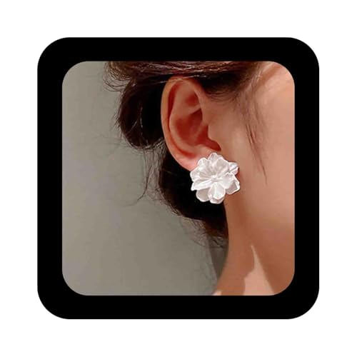 Enautoabs Vintage Weiß Acryl Perle Blume Ohrstecker Ohrringe Harz Kamelie Blumen Hochzeit Ohrringe Schmuck Für Frauen von Enautoabs