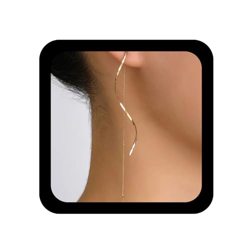 Enautoabs Wirbel Kette Baumeln Ohrring Silber Einfädler Kette Ohrring Einfädler Piercing Tropfen Ohrringe Vintage Einfädlers Quaste Ohrringe Schmuck Für Frauen von Enautoabs