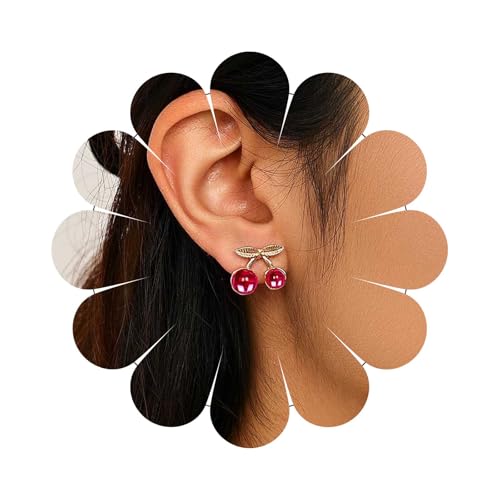 Enautoabs Zierliche Frucht Ohrstecker Rosa Rot Cz Kirsche Ohrring Kirsche Form Ohrstecker Winzige Runde Perlen Cheeri Ohrringe Schmuck Für Frauen von Enautoabs