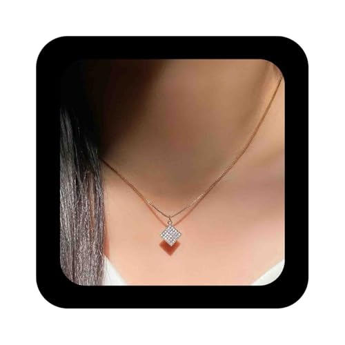 Enautoabs Zierliche Goldene Quadratische Kubische Zirkonia Halskette Kristall Quadratische Anhänger Halskette Gepflastert Cz Kette Halsketten Schmuck Für Frauen von Enautoabs