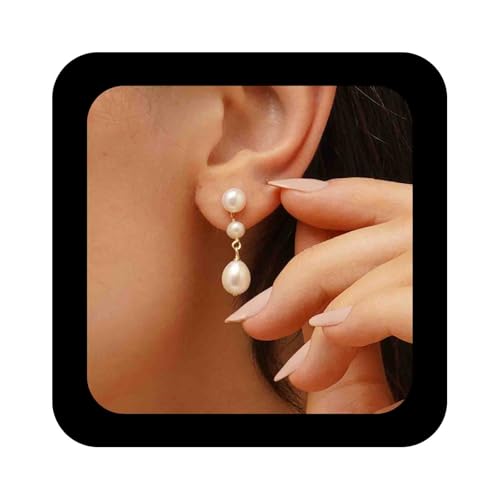 Enautoabs Zierliche Tropfenförmige Perlenohrringe Für Frauen Gold Perle Tropfen Ohrring Vintage Perlen Hochzeit Ohrringe Schmuck Für Frauen von Enautoabs