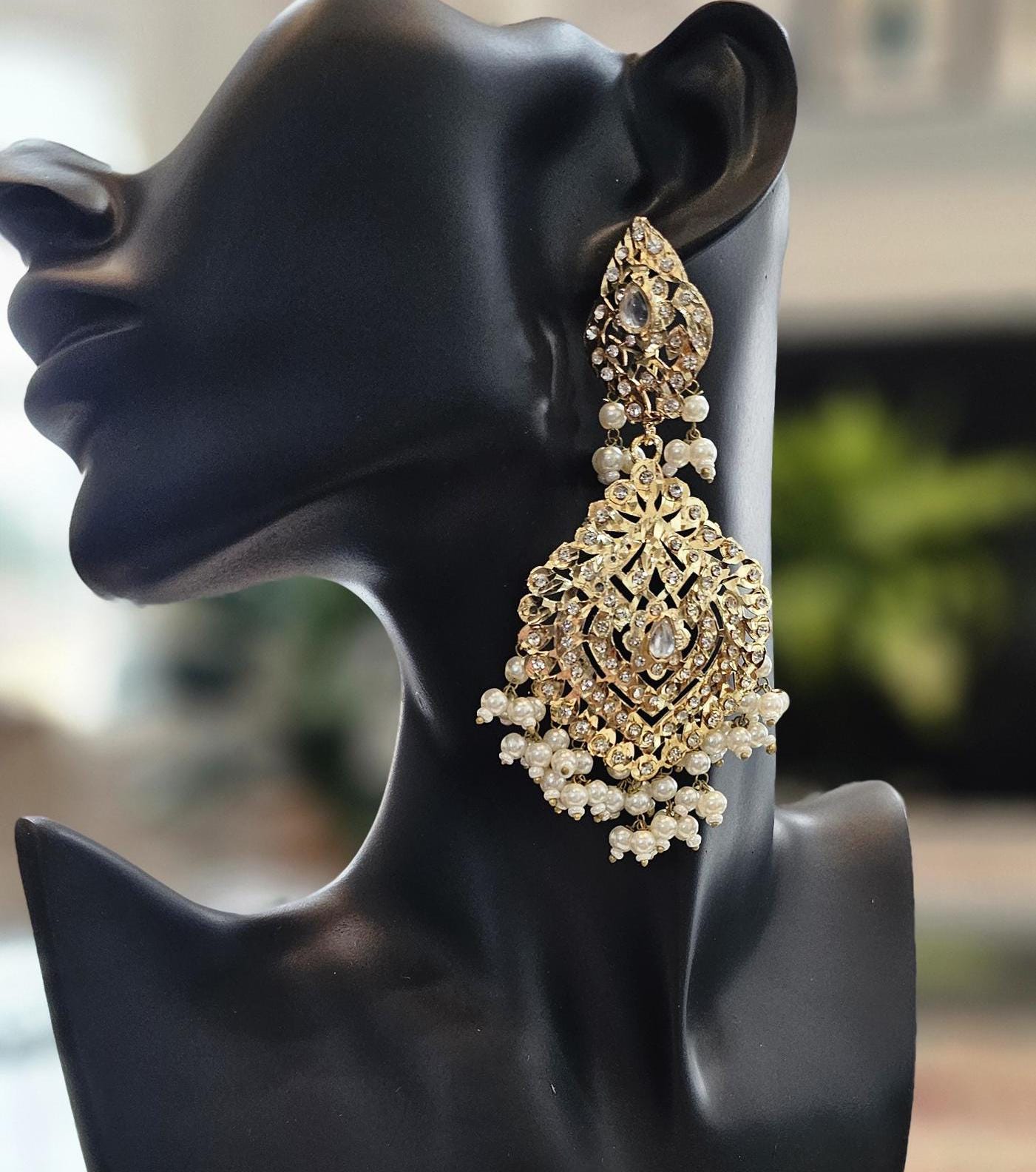 Kundan Hydrabadi Jadau Jhumki, Ohrringe Brautschmuck, Zevar Kundan Hydrabadi Jadau Jhumki, Ohrringe Brautschmuck, Zevar von Enayahs