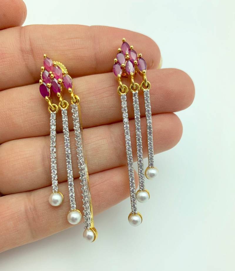 Letzte Ergänzung | Rosa Onyx Cubic Zirkonia Statement Ohrringe Versilberter Schmuck Letzte Ergänzung | Rosa Onyx Cubic Zirkonia Statement Ohrringe Versilberter Schmuck von Enayahs