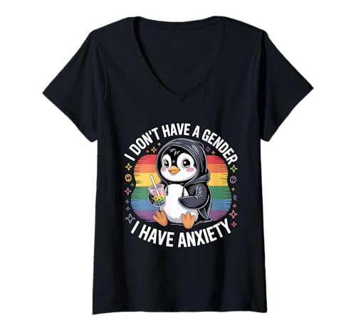 Damen Ich Habe Kein Geschlecht Ich Habe Angst Nicht Binär Mit T-Shirt mit V-Ausschnitt Damen Ich Habe Kein Geschlecht Ich Habe Angst Nicht Binär Mit T-Shirt mit V-Ausschnitt von Enby -Unterstützung Nicht -binär