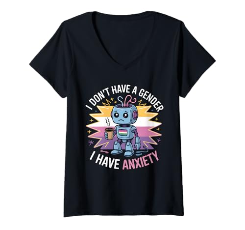 Damen Ich Habe Kein Geschlecht Ich Habe Angst Nicht Binär Mit T-Shirt mit V-Ausschnitt Damen Ich Habe Kein Geschlecht Ich Habe Angst Nicht Binär Mit T-Shirt mit V-Ausschnitt von Enby -Unterstützung Nicht -binär