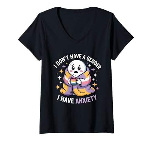 Damen Ich Habe Kein Geschlecht Ich Habe Angst Nicht Binär Mit T-Shirt mit V-Ausschnitt von Enby -Unterstützung Nicht -binär