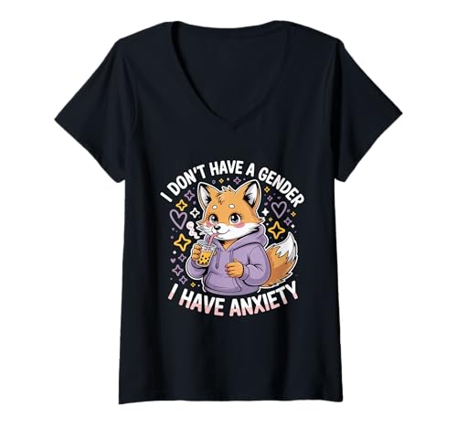 Damen Ich Habe Kein Geschlecht Ich Habe Angst Nicht Binär Mit T-Shirt mit V-Ausschnitt Damen Ich Habe Kein Geschlecht Ich Habe Angst Nicht Binär Mit T-Shirt mit V-Ausschnitt von Enby -Unterstützung Nicht -binär
