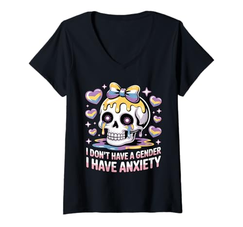 Damen Ich Habe Kein Geschlecht Ich Habe Angst Nicht Binär Mit T-Shirt mit V-Ausschnitt Damen Ich Habe Kein Geschlecht Ich Habe Angst Nicht Binär Mit T-Shirt mit V-Ausschnitt von Enby -Unterstützung Nicht -binär