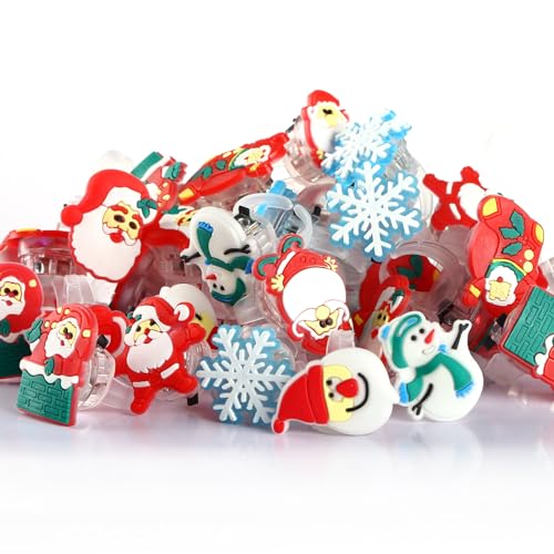 Encham 50 Stk Blinkender LED Ring für Weihnachten - Leuchtringe Spielzeug Party Deko Ornamente von Encham