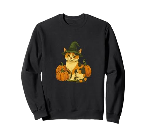 Calico Cat Hexe Halloween-Kürbis-Patch Magic Sweatshirt von Enchanted Autumn Folks