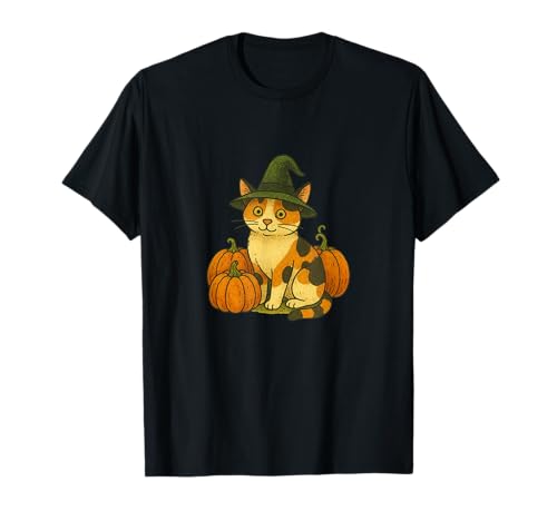Calico Cat Hexe Halloween-Kürbis-Patch Magic T-Shirt von Enchanted Autumn Folks