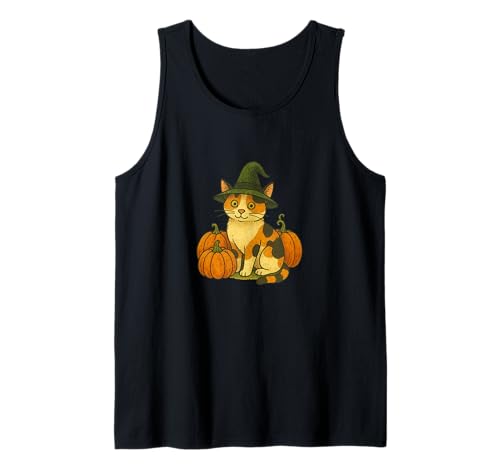 Calico Cat Hexe Halloween-Kürbis-Patch Magic Tank Top von Enchanted Autumn Folks