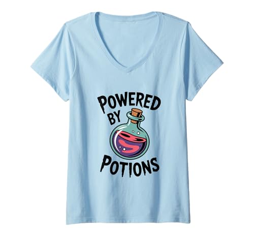 Damen Bereitgestellt von Potions Halloween Magic Lover T-Shirt mit V-Ausschnitt Damen Bereitgestellt von Potions Halloween Magic Lover T-Shirt mit V-Ausschnitt von Enchanted Brew Designs For Potion Enthusiasts