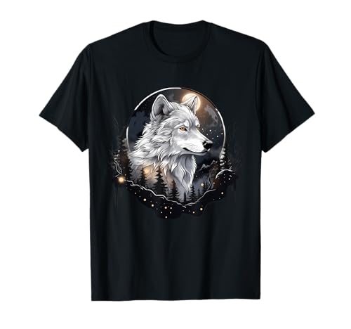 Enchanted Wolf Moon - Verzaubertes Mondlicht im Wolfswald T-Shirt für Erwachsene und Kinder (Unisex) - Schwarz, S - Klassisch, Kurzarm von Enchanted Wolf Moon