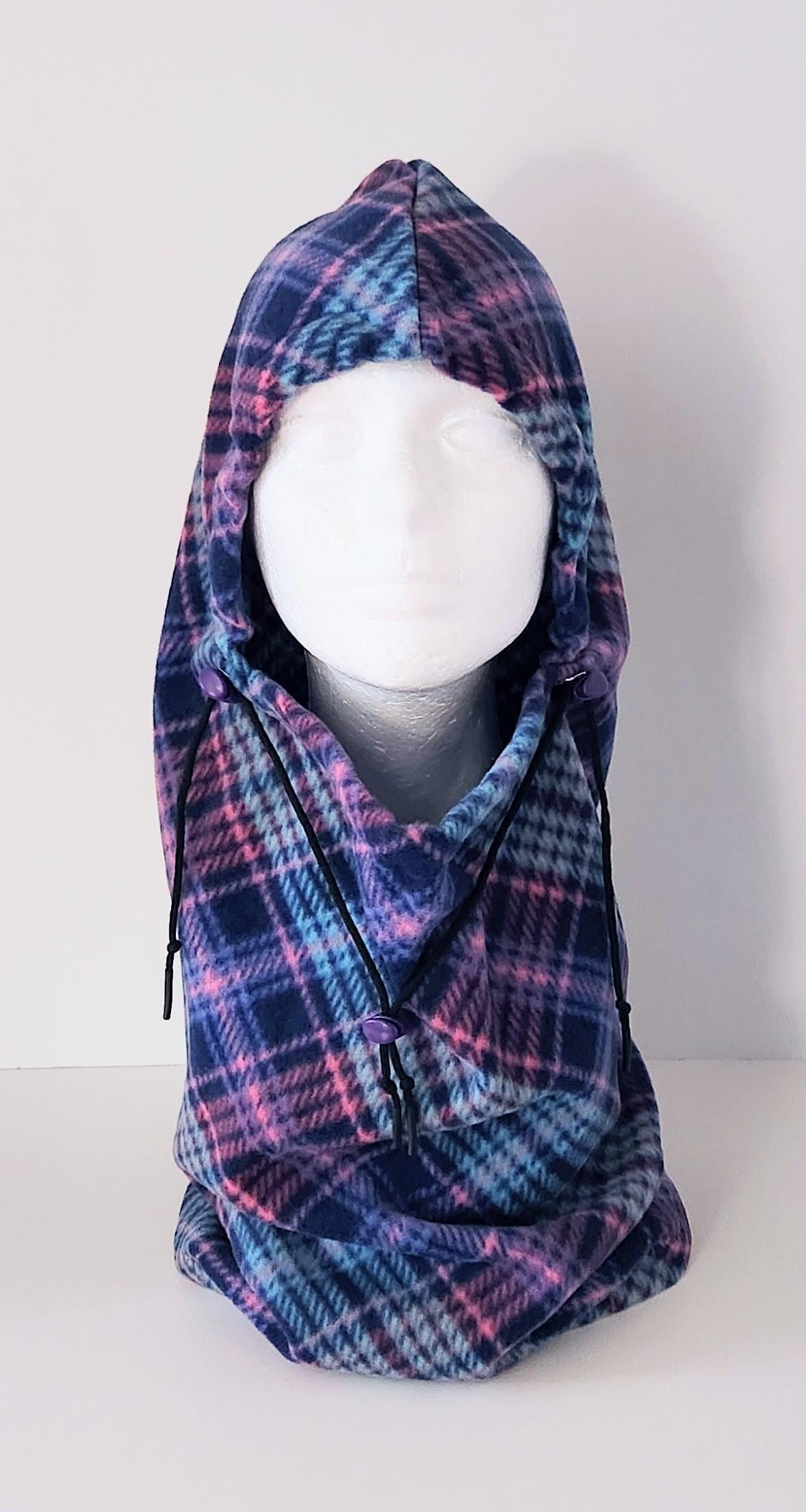 Blau Karierte Fleece Balaclava Wintermütze, Halstuch, Erwachsene/Teenager von EnchantedAcresDesign