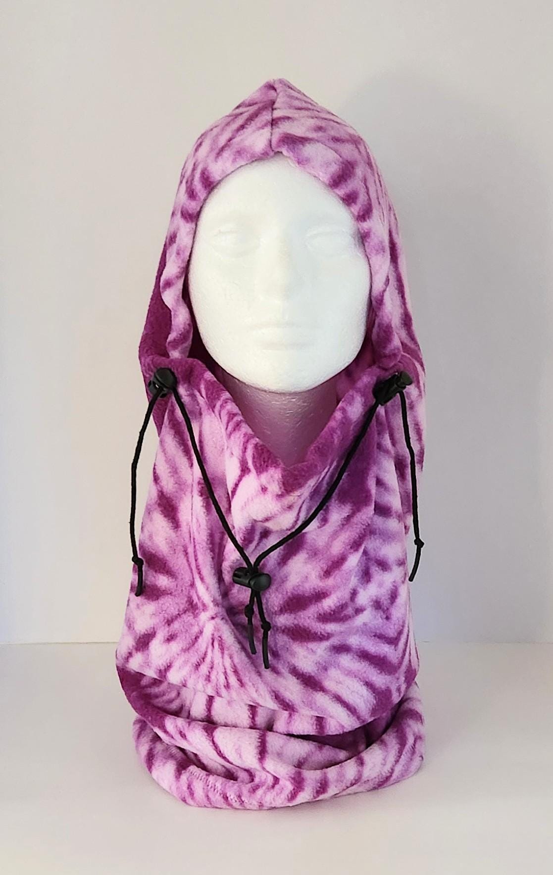 Tie Dye Lila Und Weiß Fleece Balaclava Hut, Geschenk Für Sie, Ihn, Wintermütze, Halswärmer, Einzigartiges Geschenk, Handgemachtes von EnchantedAcresDesign