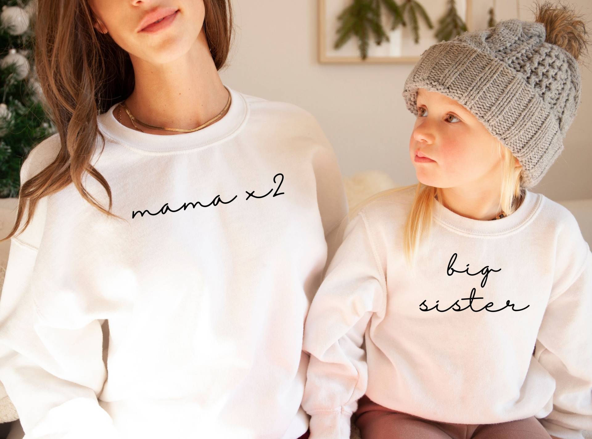 Mama X2 Und Big Sister Sweatshirt, Schwangerschaft Reveal, Shirt, Geschenk, Sweat Ankündigung, Neue Geschenk von EnchantedLilyDesign