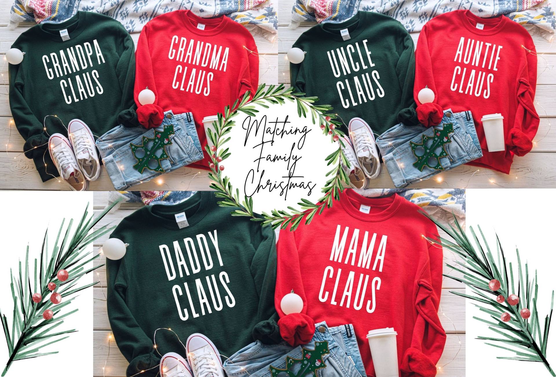 Passende Claus Sweatshirts, Passendes Familien Weihnachten, Mama Shirt, Oma Tante Familie Weihnachtsgeschenk von EnchantedLilyDesign