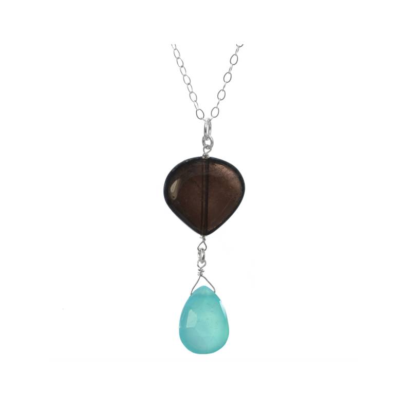 Blaue Chalcedon Halskette Und Rauchquarz Edelstein Anhänger. Silberschmuck 18-Zoll-Kette. Geschenk Für Freundin, Geburtstag & Muttertags Geschenke Blaue Chalcedon Halskette Und Rauchquarz Edelstein Anhänger. Silberschmuck 18-Zoll-Kette. Geschenk Für Freundin, Geburtstag & Muttertags Geschenke von EnchantedTeaPoems