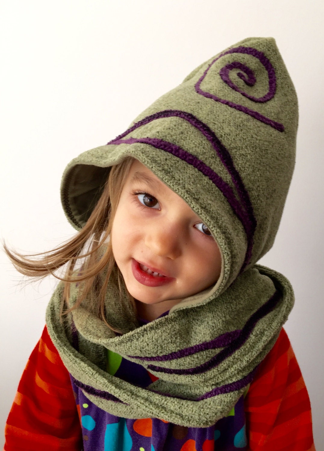 Little Fairy Kid Zipfelmütze Infinity Schal Grau Grün Polarfleece Baumwolle Little Fairy Kid Zipfelmütze Infinity Schal Grau Grün Polarfleece Baumwolle von EnchantedTreeCrafts