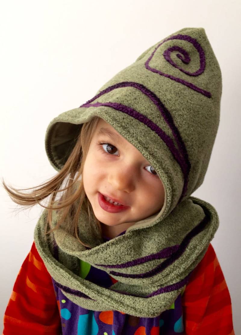 Little Fairy Kid Zipfelmütze Infinity Schal Grau Grün Polarfleece Baumwolle Little Fairy Kid Zipfelmütze Infinity Schal Grau Grün Polarfleece Baumwolle von EnchantedTreeCrafts