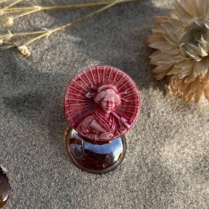 Ring Mit Motiv Aus Dem Jugendstil, Geisha Schirm - Porzellan Auf Größenverstellbarem von Enchantelier