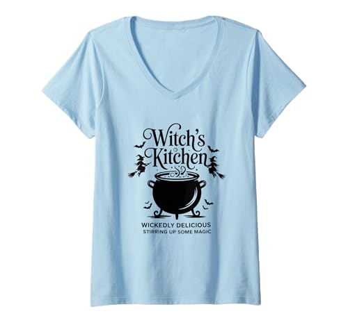 Damen Witch's Kitchen ist unglaublich lecker und zaubert EIN bisschen Magie T-Shirt mit V-Ausschnitt Damen Witch's Kitchen ist unglaublich lecker und zaubert EIN bisschen Magie T-Shirt mit V-Ausschnitt von Enchanting Witchery Cauldron Magic Delightful Brew