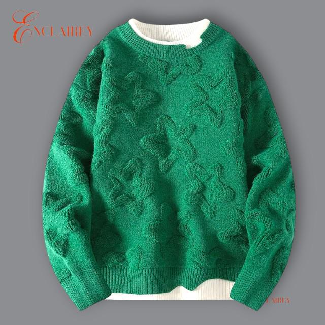 Weihnachten Schöner Strukturierter Strickpullover Damen O-Neck Langarm Casual Pullover, Herbst Mode Gemütliche Strickwaren von Enclairey