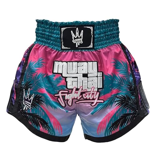 Endangered Fightwear Muay Thai Shorts Bright, Colorful High Waist Gym and Competition Shorts for Muay Thai and Boxing - 8 Designs - UK, Fight City, L Endangered Fightwear Muay Thai Shorts Bright, Colorful High Waist Gym and Competition Shorts for Muay Thai and Boxing - 8 Designs - UK, Fight City, L von Endangered Fightwear