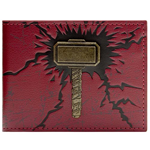 Endgame Thor 3D Bronze Mjölnir Hammer Emblem Geldbörse/Geldbeutel Bi-Fold ID- & Kartenhalter, Rot von Endgame