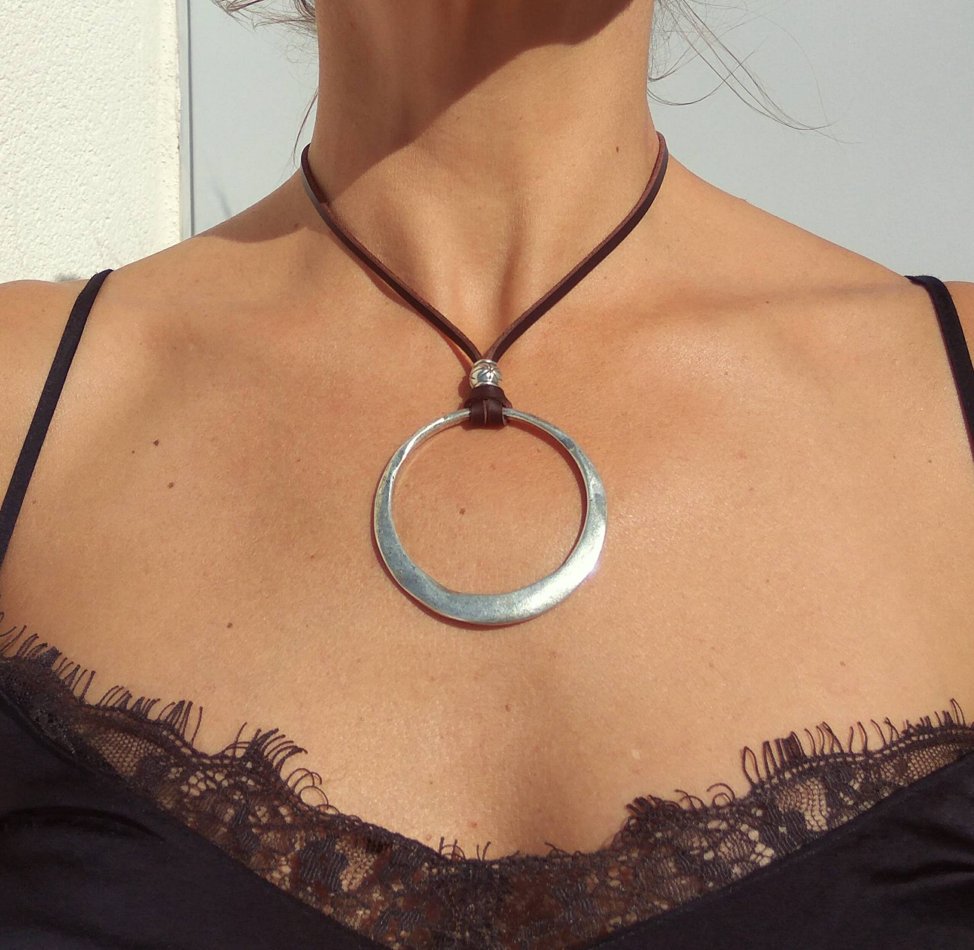 Kragen Anillo, De Cuero Für Mujer, Plata, Boho, Fröhlich, Hippie, Hippie-Kragen von EndiaDesign