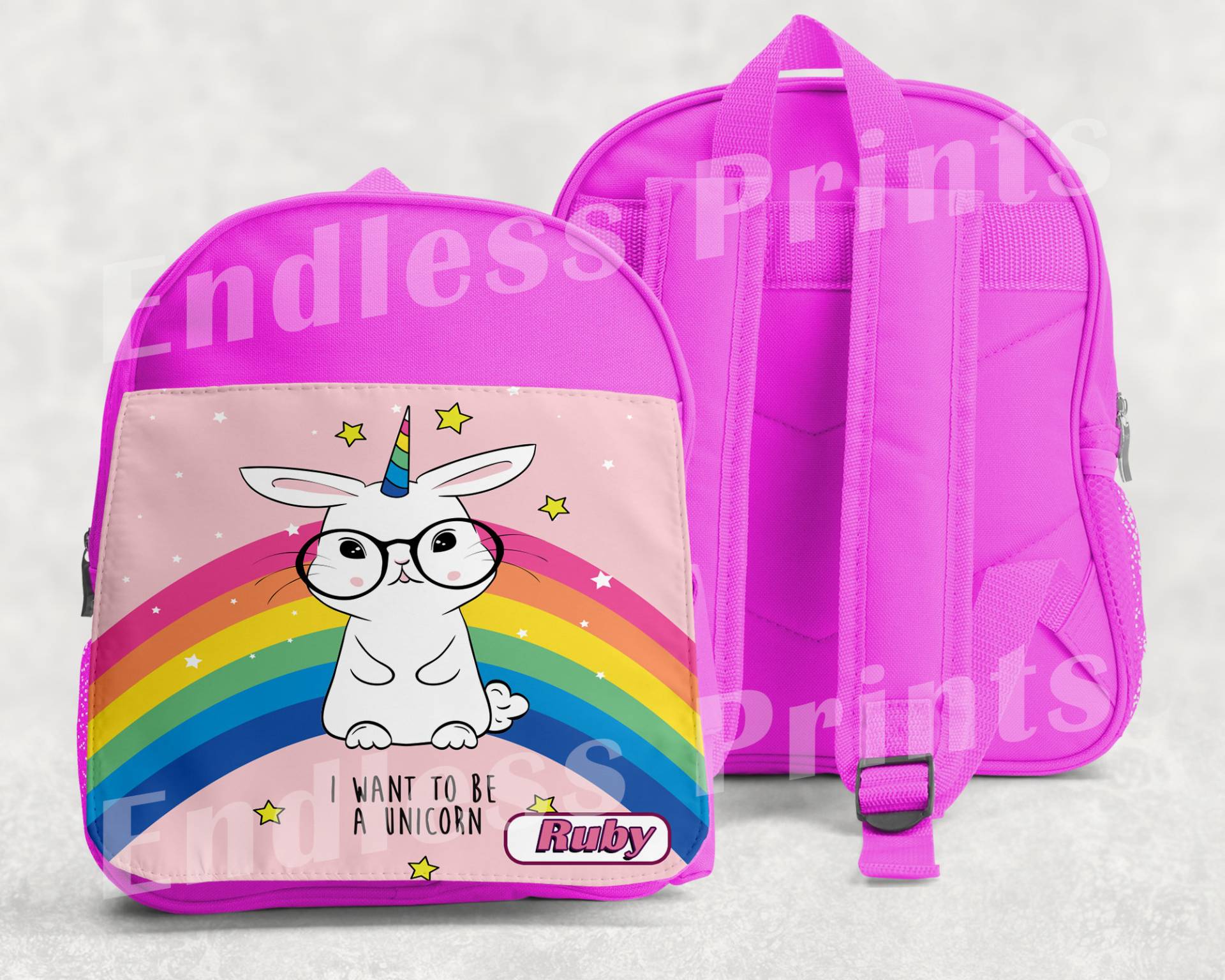 Personalisierter Einhorn Mädchen Rucksack Rosa Schultasche Kinderrucksack Kinder Schule Pe Tasche | 3 von EndlessPrintsUK