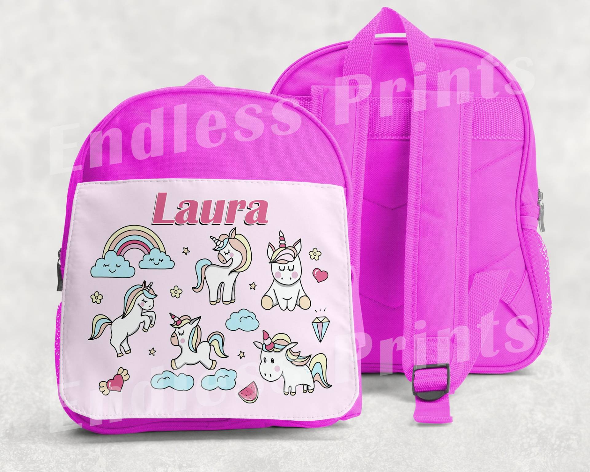 Personalisierter Einhorn Rucksack Rosa Schultasche Jungen Kinderrucksack Kinder Schule Pe Tasche | 1 von EndlessPrintsUK