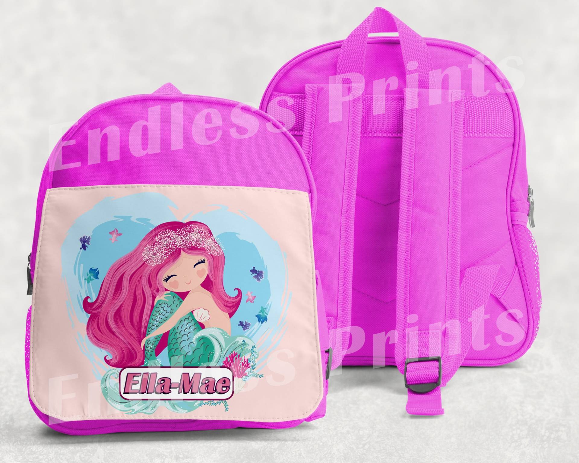 Personalisierter Mermaid Girls Rucksack Rosa Schultasche Kinderrucksack Kinder Schule Pe Tasche | 1 von EndlessPrintsUK