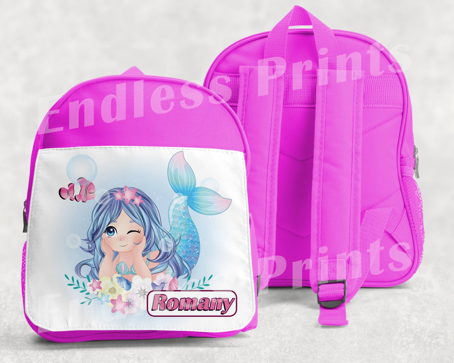 Personalisierter Mermaid Girls Rucksack Rosa Schultasche Kinderrucksack Kinder Schule Pe Tasche | 2 von EndlessPrintsUK