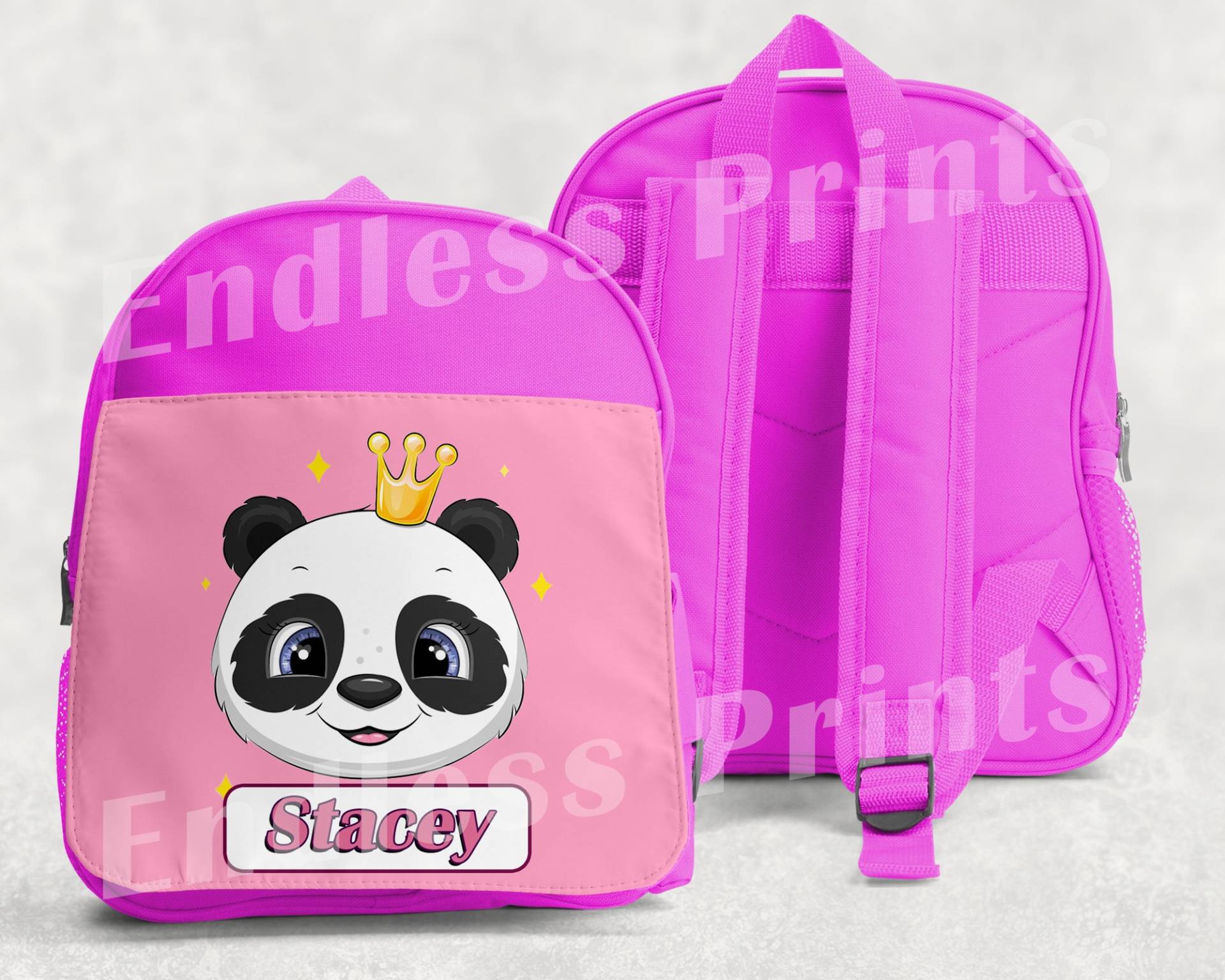 Personalisierter Panda Mädchen Rucksack Rosa Schultasche Kinderrucksack Kinder Schule Pe Tasche | 2 von EndlessPrintsUK