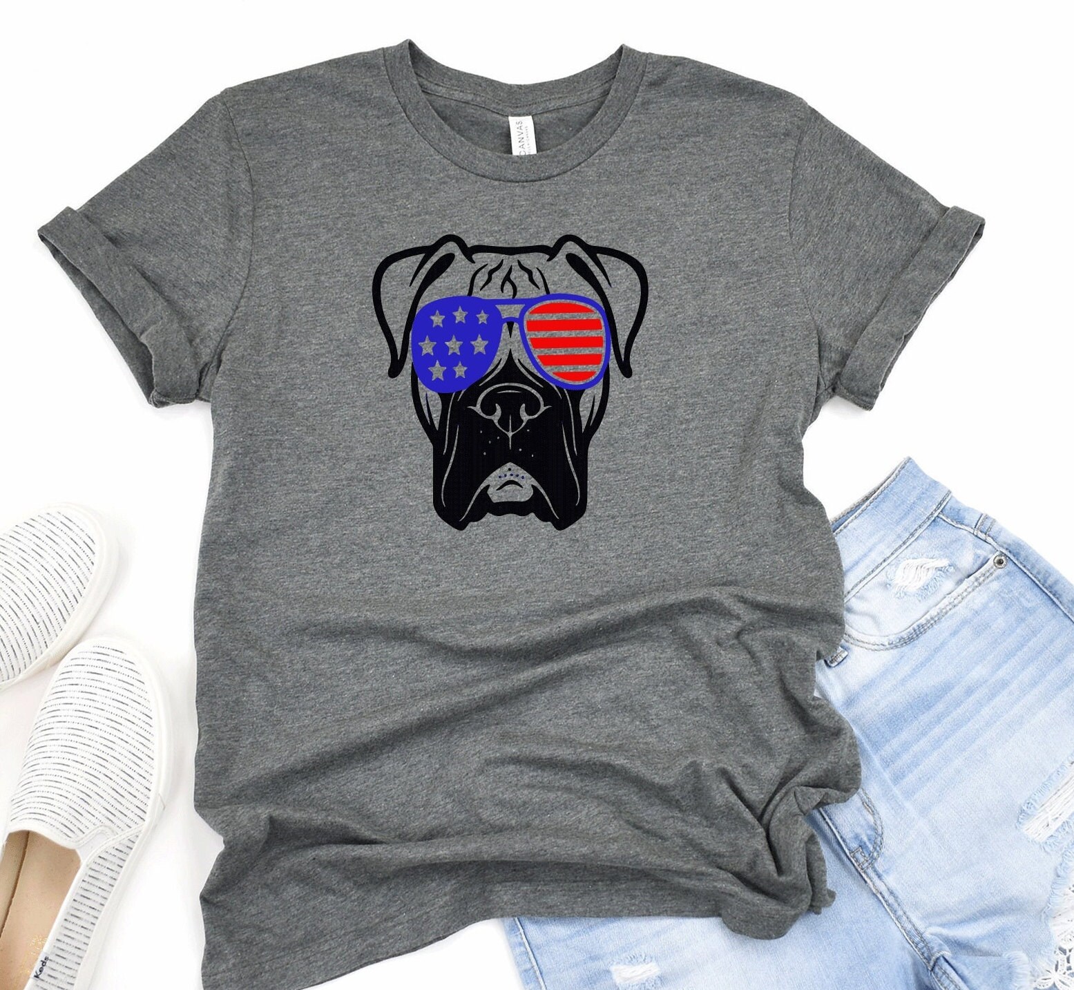 Boxer Hunde-Shirt, Hundemama, 4.juli Tank, Mit Brille Boxer Hunde-Shirt, Hundemama, 4.juli Tank, Mit Brille von EndlessTideDesigns