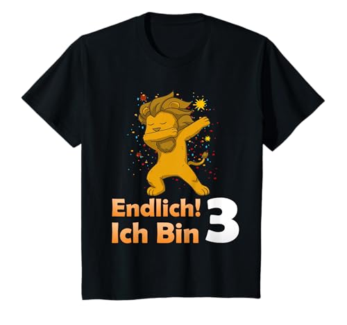 Endlich Ich Bin 3 Dabbing Löwe Jungen Geburtstag Drei Jahre T-Shirt von Endlich 3 Löwe Dab Kindergeburtstag Geschenke