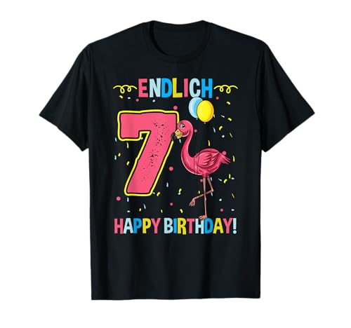 Kinder Endlich 7 Mädchen Siebter Geburtstag Flamingo T-Shirt von Endlich 7 Mädchen Siebter Geburtstag Flamingo
