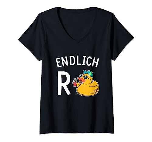Damen Endlich R(Ente) Endlich Rente Ente Abschied Rente Kollege T-Shirt mit V-Ausschnitt von Endlich Rentner - Renteneintritt Pension Ruhestand