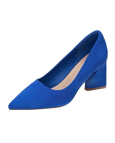 Damen Pumps Bequeme Arbeitsschuhe High Heels Pointed Toe Kleid Partei Gericht Schuhe Elegant Mit Blockabsatz Pumps von EndoraDore